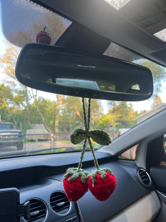 strawberry car mirror charm