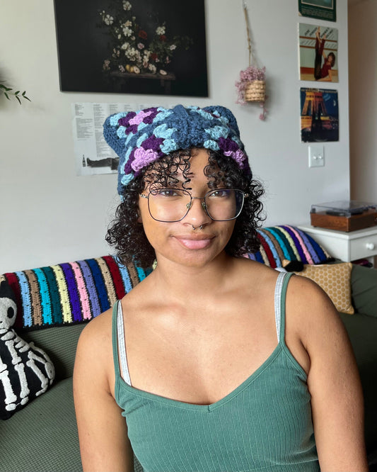 granny square cat beanie
