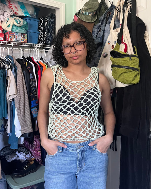 seafoam mesh muscle tee
