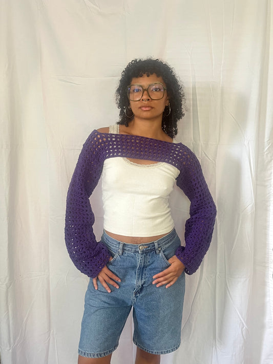 purple mesh bolero sleeves