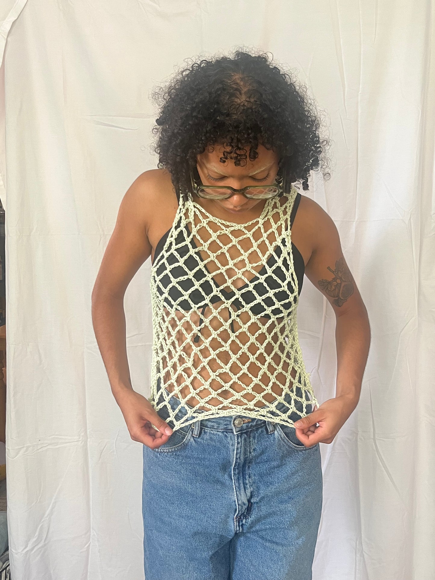 seafoam mesh muscle tee