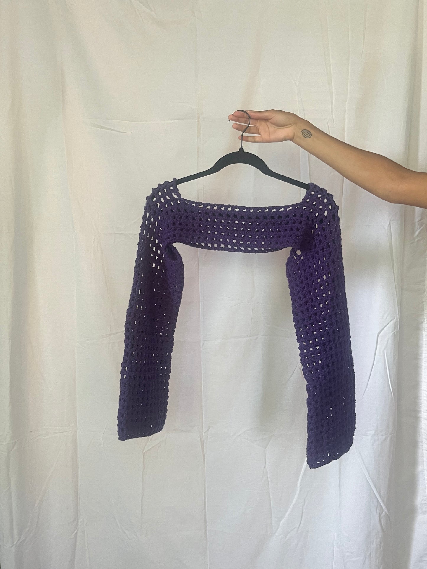 purple mesh bolero sleeves