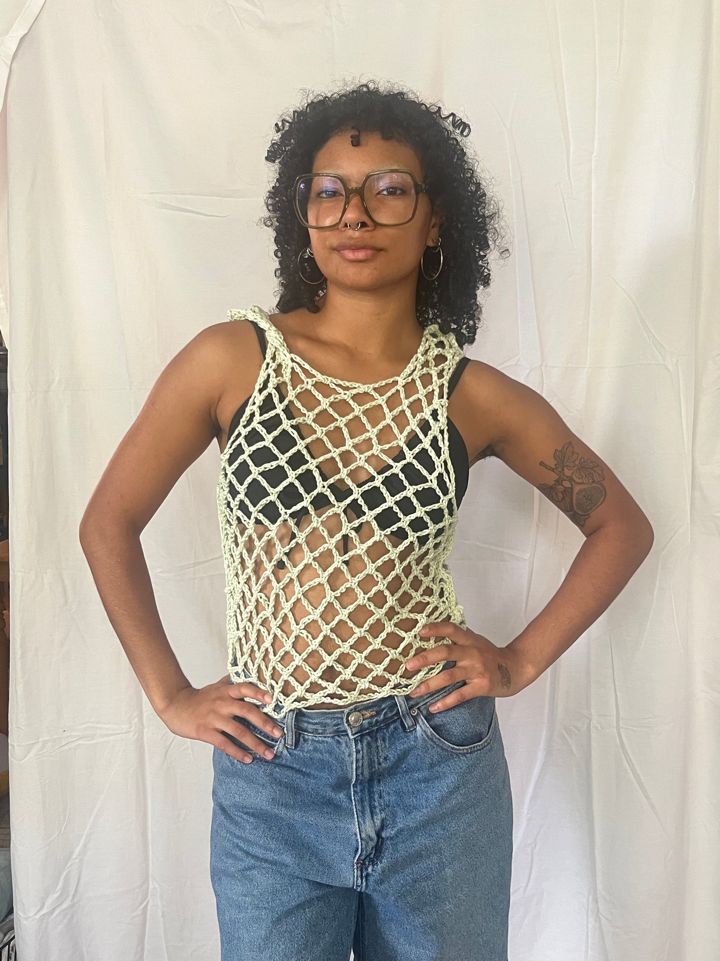 seafoam mesh muscle tee