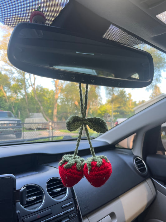 strawberry car mirror charm