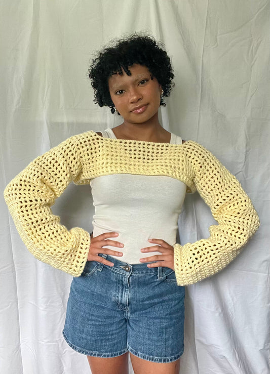 yellow mesh bolero sleeves