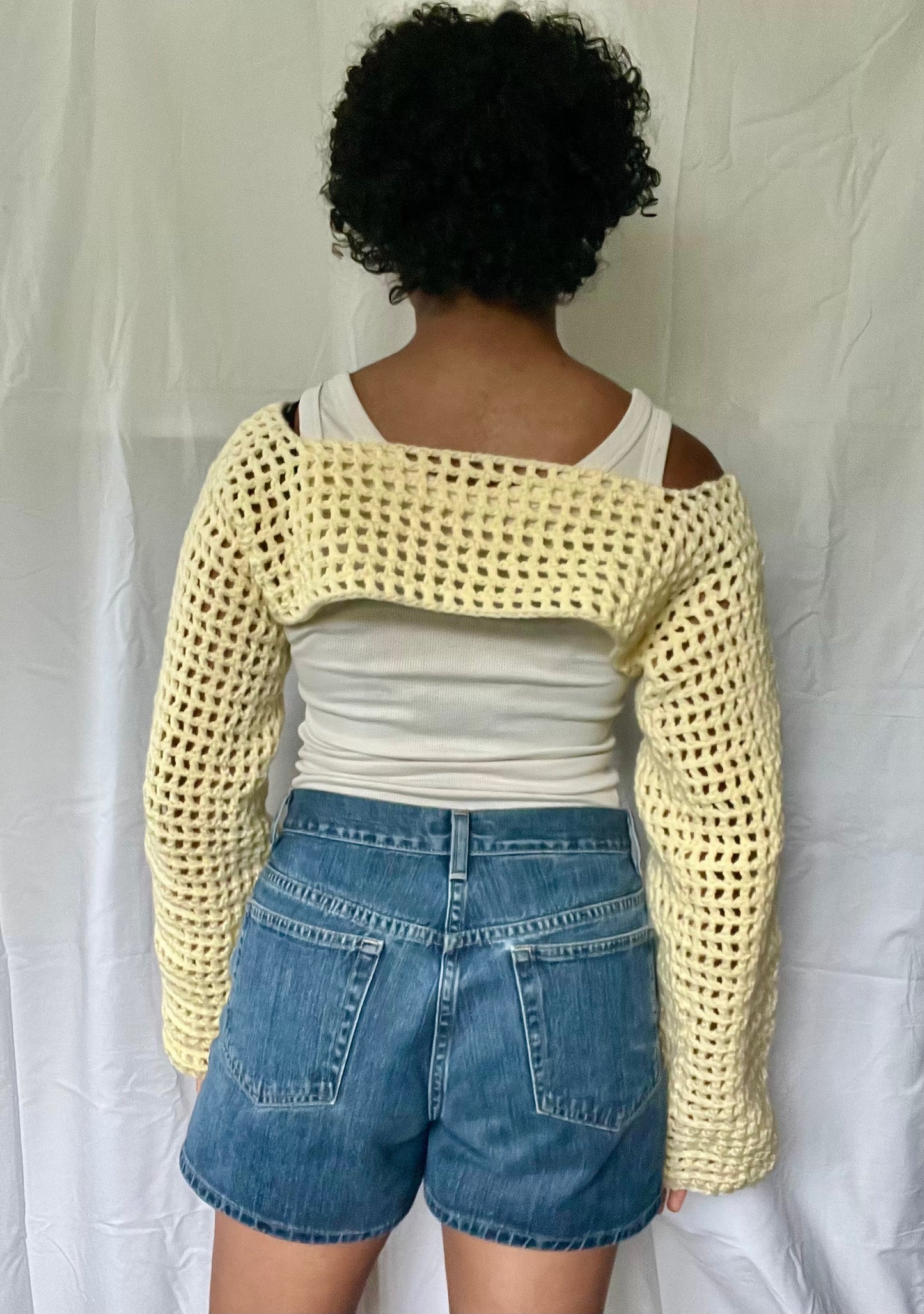 yellow mesh bolero sleeves
