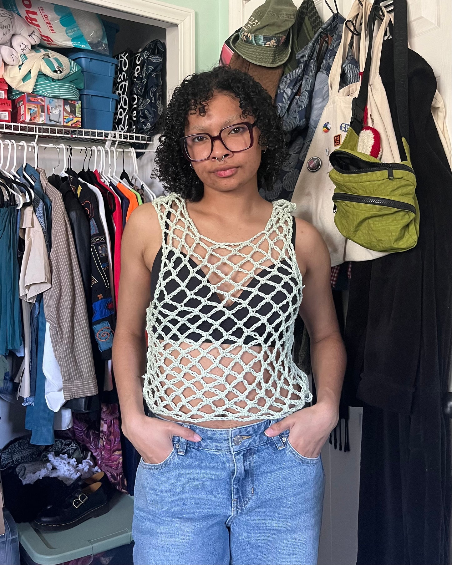 seafoam mesh muscle tee