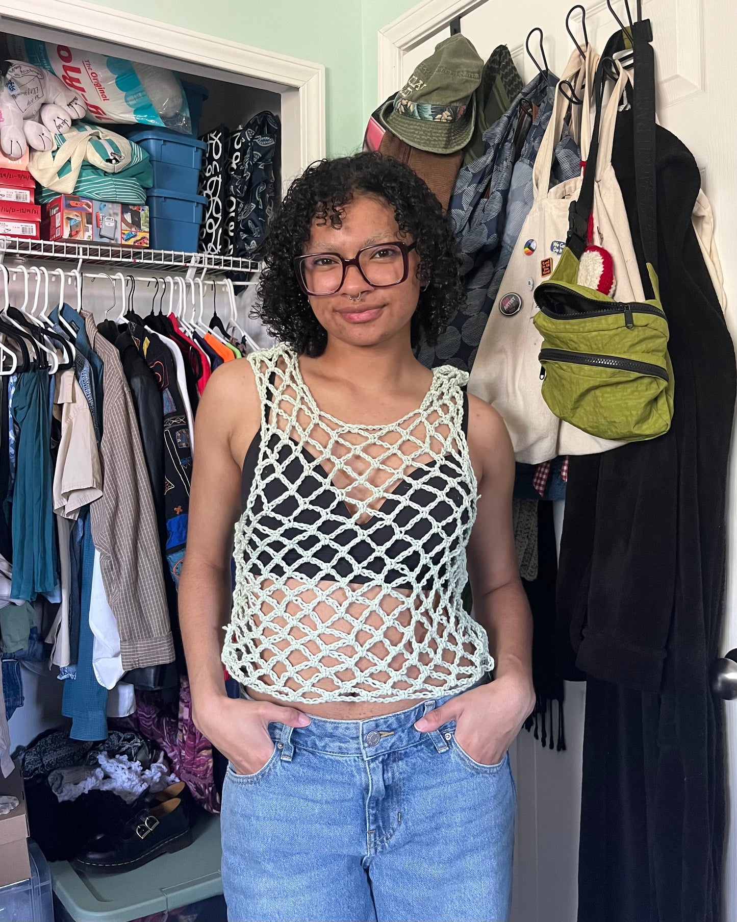 seafoam mesh muscle tee