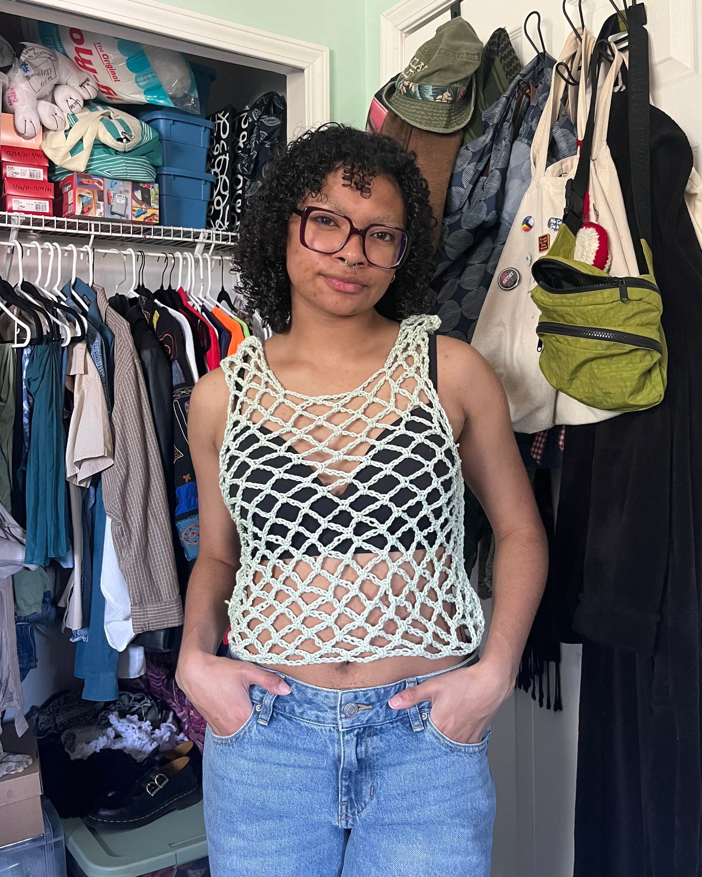 seafoam mesh muscle tee